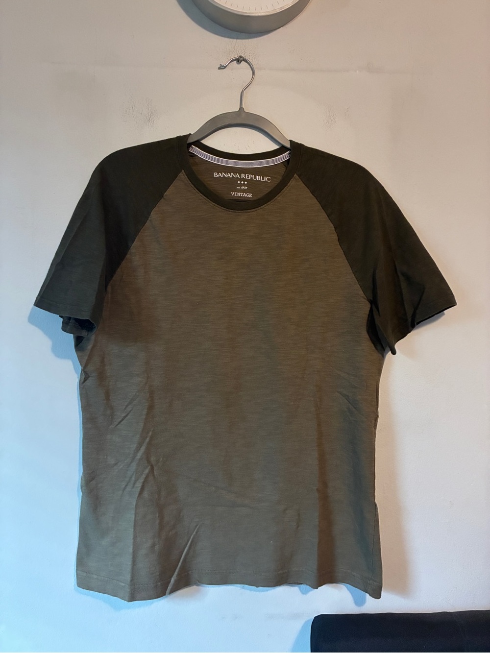 Banana Republic Olive and Dark Olive Raglan Short Sleeve Tee